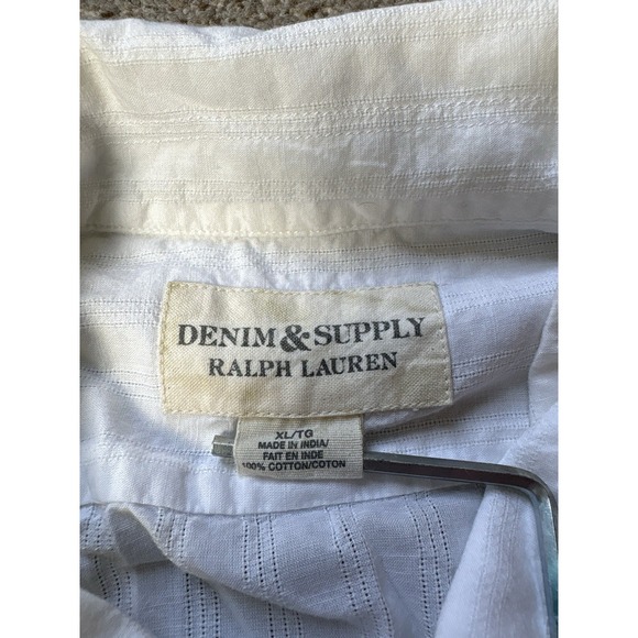 Denim & Supply Ralph Lauren Shirt Mens XL Solid White Short Sleeve Button Up - Picture 3 of 8